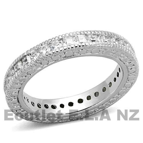1.02CT CZ FULL ETERNITY SOLID SILVER RING-size 8